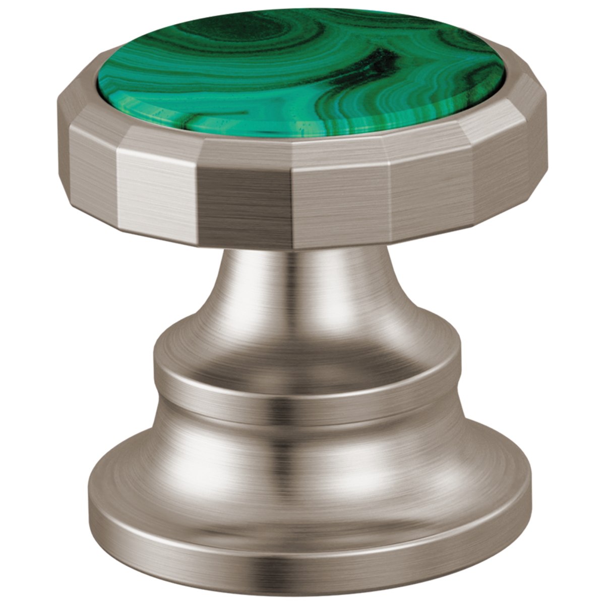 BRIZO Beauclere Widespread Lavatory Wheel Handle Kit — Luxe Nickel / Malachite