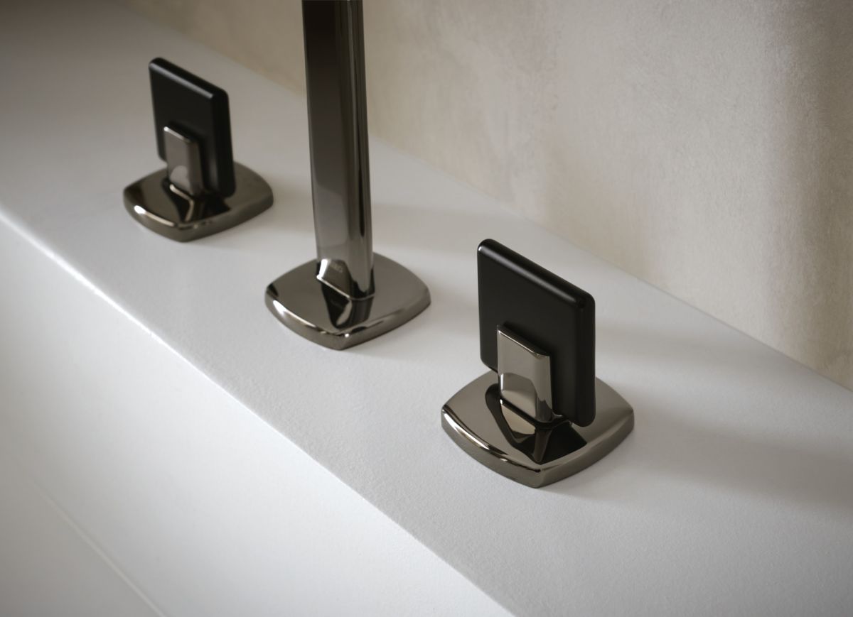 BRIZO Allaria Widespread Lavatory Knob Handle Kit — Brilliance Black Onyx / Matte Black