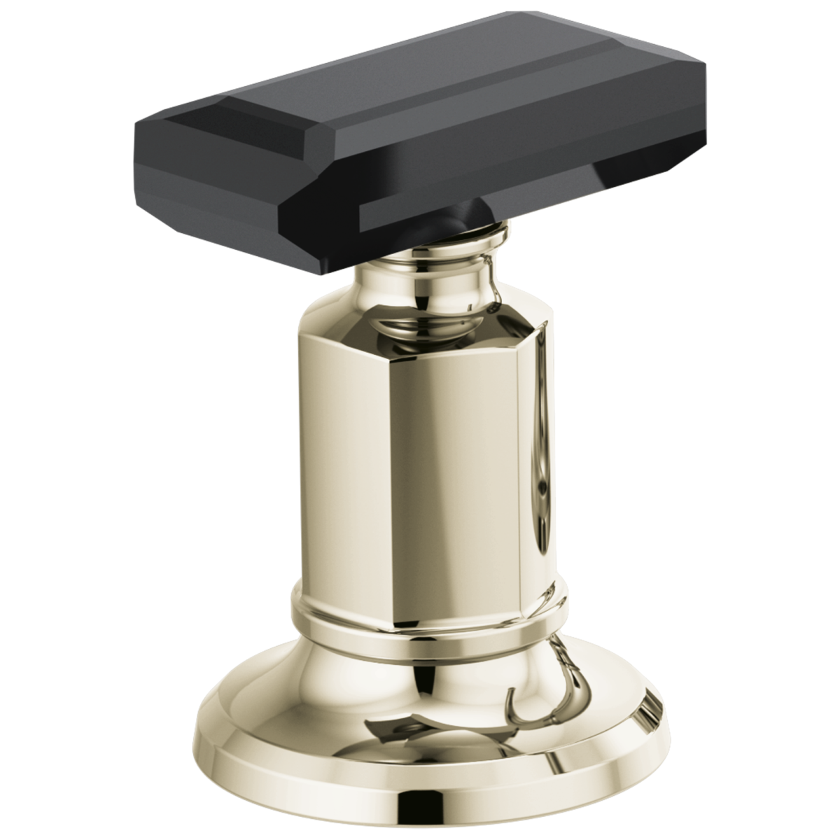 BRIZO Invari Widespread Lavatory Black Crystal Knob Handle Kit — Polished Nickel