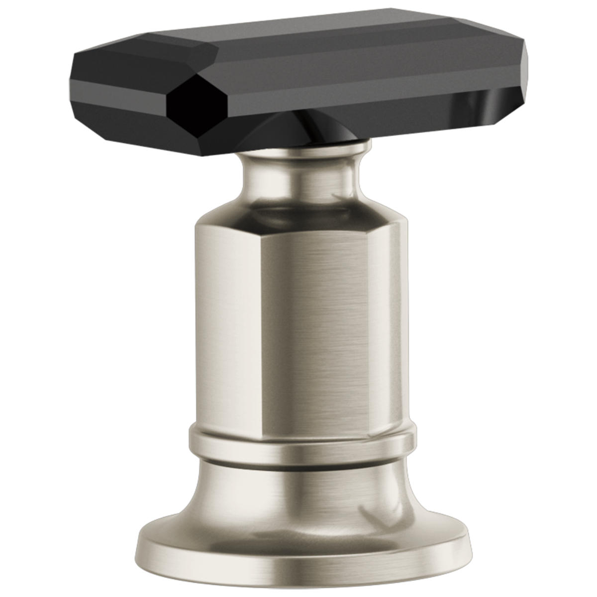 BRIZO Invari Roman Tub Faucet Black Crystal Knob Handle Kit — Luxe Nickel / Black Crystal