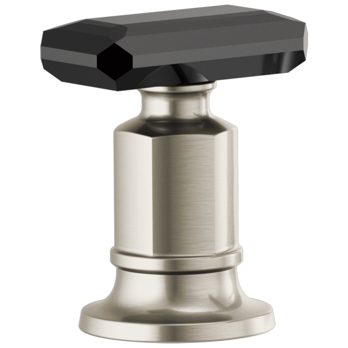 BRIZO Invari Roman Tub Faucet Black Crystal Knob Handle Kit — Luxe Nickel / Black Crystal