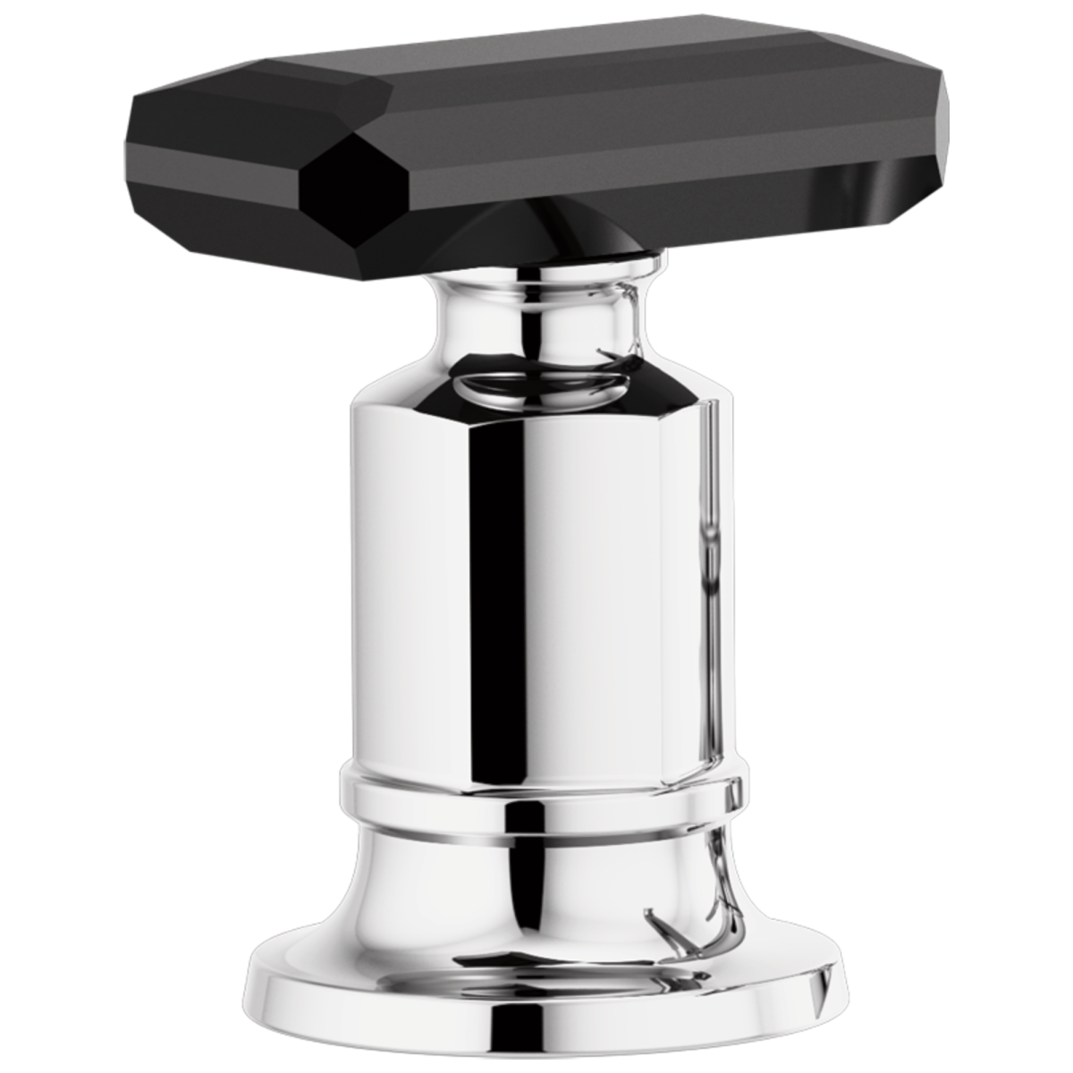 BRIZO Invari Roman Tub Faucet Black Crystal Knob Handle Kit — Polished Chrome / Black Crystal