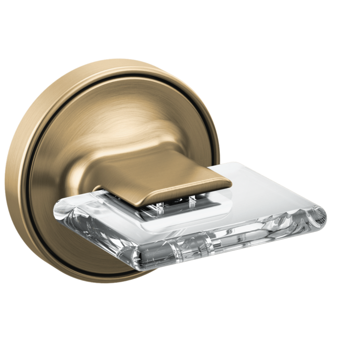 BRIZO Allaria Two-Handle Wall Mount Tub Filler Knob Handle Kit — Luxe Gold / Clear Acrylic
