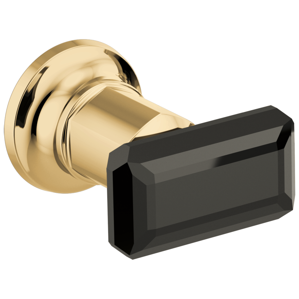 BRIZO Invari Two-Handle Wall Mount Tub Filler Black Crystal Knob Handle Kit — Polished Gold / Black Crystal