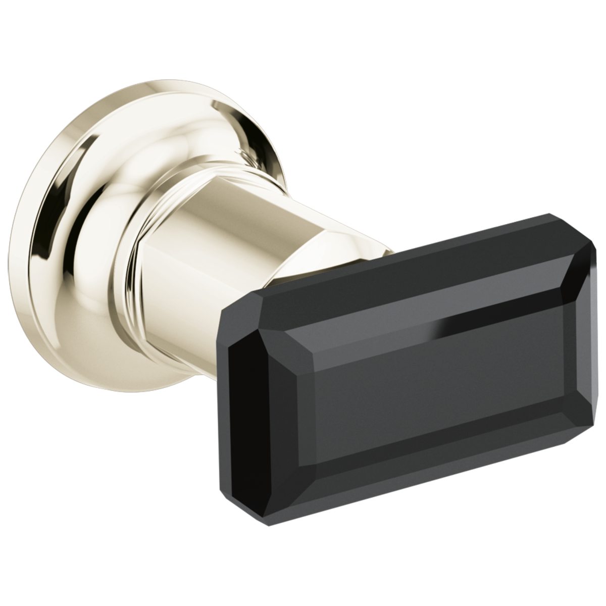 BRIZO Invari Two-Handle Wall Mount Tub Filler Black Crystal Knob Handle Kit — Polished Nickel