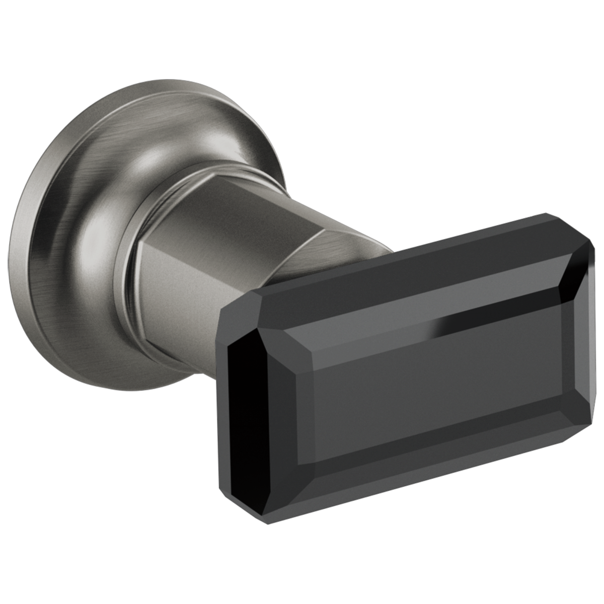 BRIZO Invari Two-Handle Wall Mount Tub Filler Black Crystal Knob Handle Kit — Luxe Steel / Black Crystal