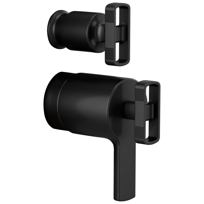 BRIZO Kintsu TempAssure Thermostatic Integrated Diverter Trim Knob Handles — Matte Black