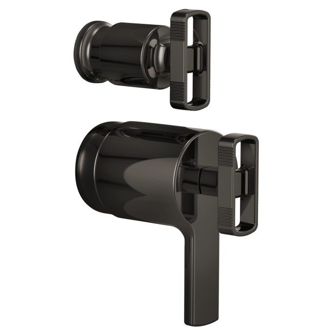 BRIZO Kintsu TempAssure Thermostatic Valve with Diverter Trim Knob Handle Kit — Brilliance Black Onyx