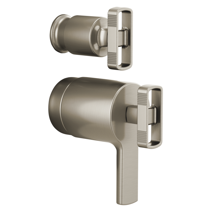 BRIZO Kintsu TempAssure Thermostatic Valve with Diverter Trim Knob Handle Kit — Luxe Nickel
