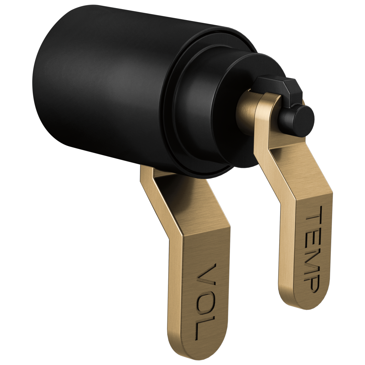 BRIZO Litze Tempassure Thermostatic Trim Handle Kit - Industrial Lever — Matte Black/Luxe Gold