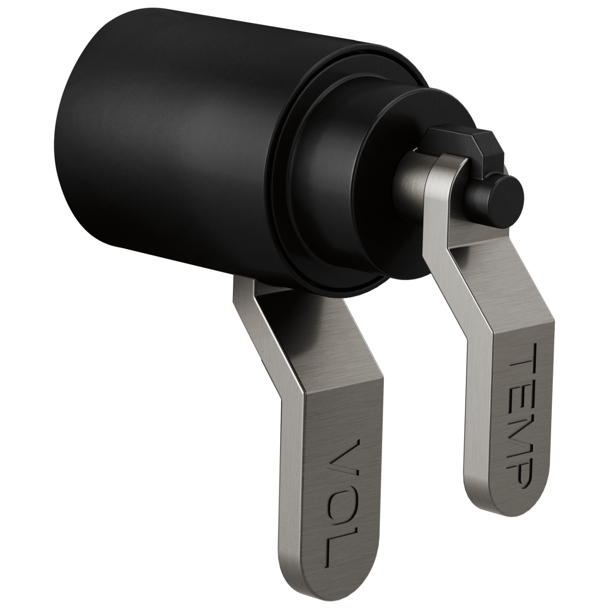 BRIZO Litze Tempassure Thermostatic Trim Handle Kit - Industrial Lever — MATTE BLACK/LUXE STEEL