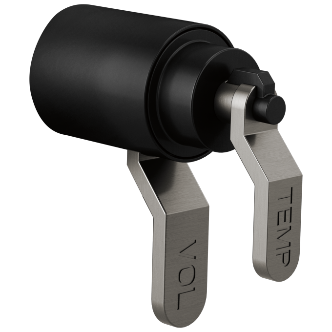 BRIZO Litze Tempassure Thermostatic Trim Handle Kit - Industrial Lever — MATTE BLACK/LUXE STEEL