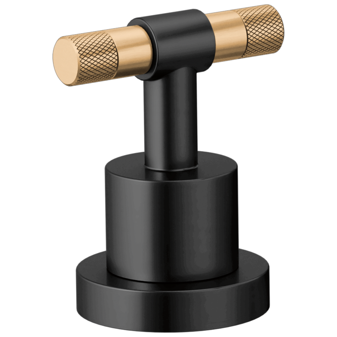 BRIZO Litze Roman Tub Handle Kit - T-Lever — Matte Black/Luxe Gold