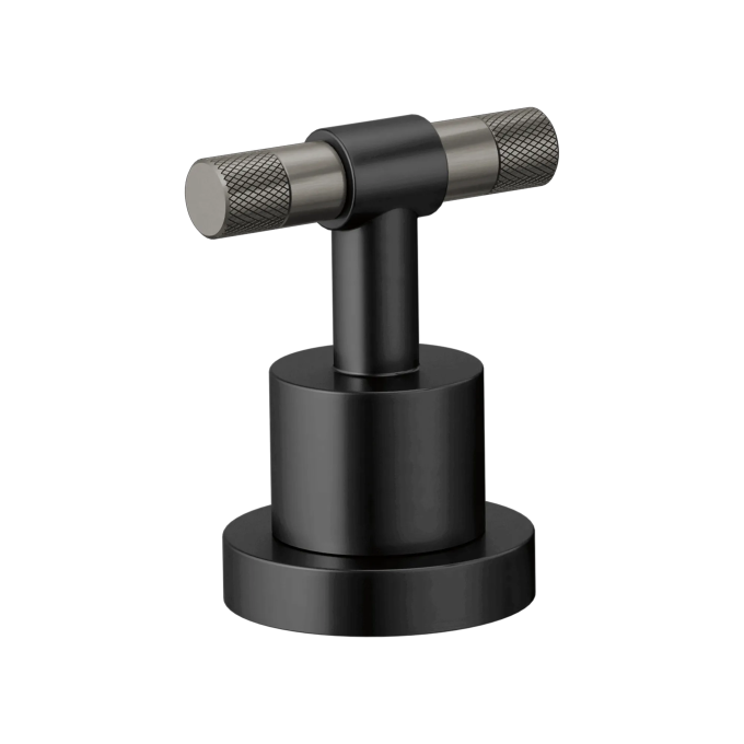 BRIZO Litze Roman Tub Handle Kit - T-Lever — MATTE BLACK/LUXE STEEL