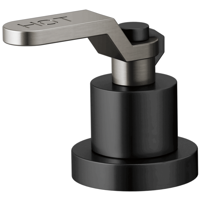 BRIZO Litze Roman Tub Handle Kit - Industrial Lever — MATTE BLACK/LUXE STEEL