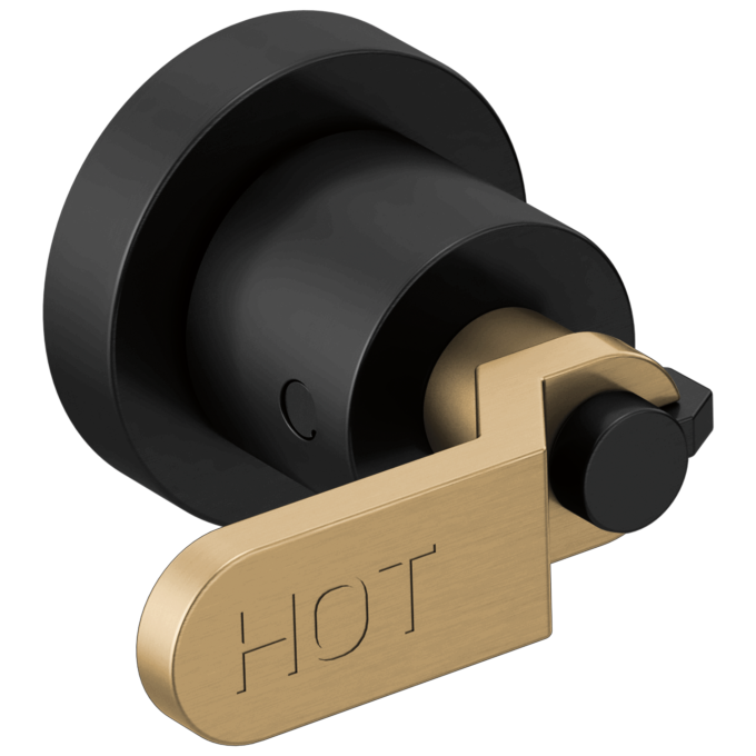 BRIZO Litze Two-Handle Wall Mount Tub Filler Handle Kit - Industrial Lever — Matte Black/Luxe Gold