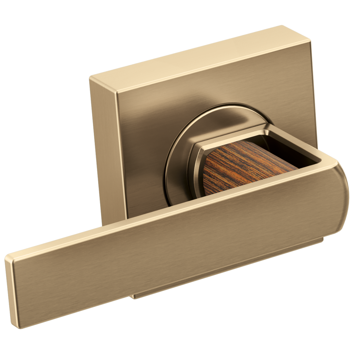 BRIZO Frank Lloyd Wright Two-Handle Wall Mount Tub Filler Gap Lever Handle Kit — Luxe Gold / Wood
