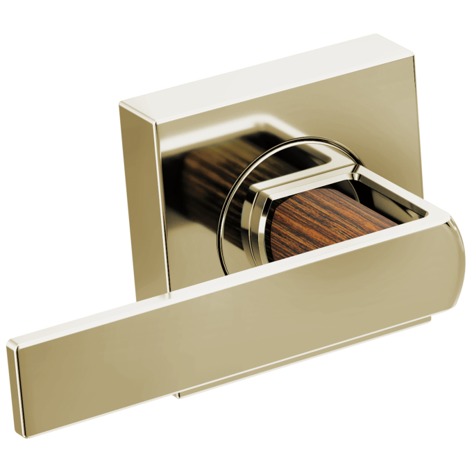 BRIZO Frank Lloyd Wright Two-Handle Wall Mount Tub Filler Gap Lever Handle Kit — Polished Nickel / Wood