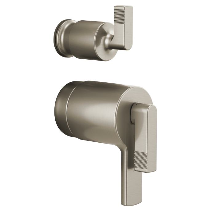BRIZO Kintsu TempAssure Thermostatic Valve with Integrated Diverter Trim Lever Handle Kit — Luxe Nickel
