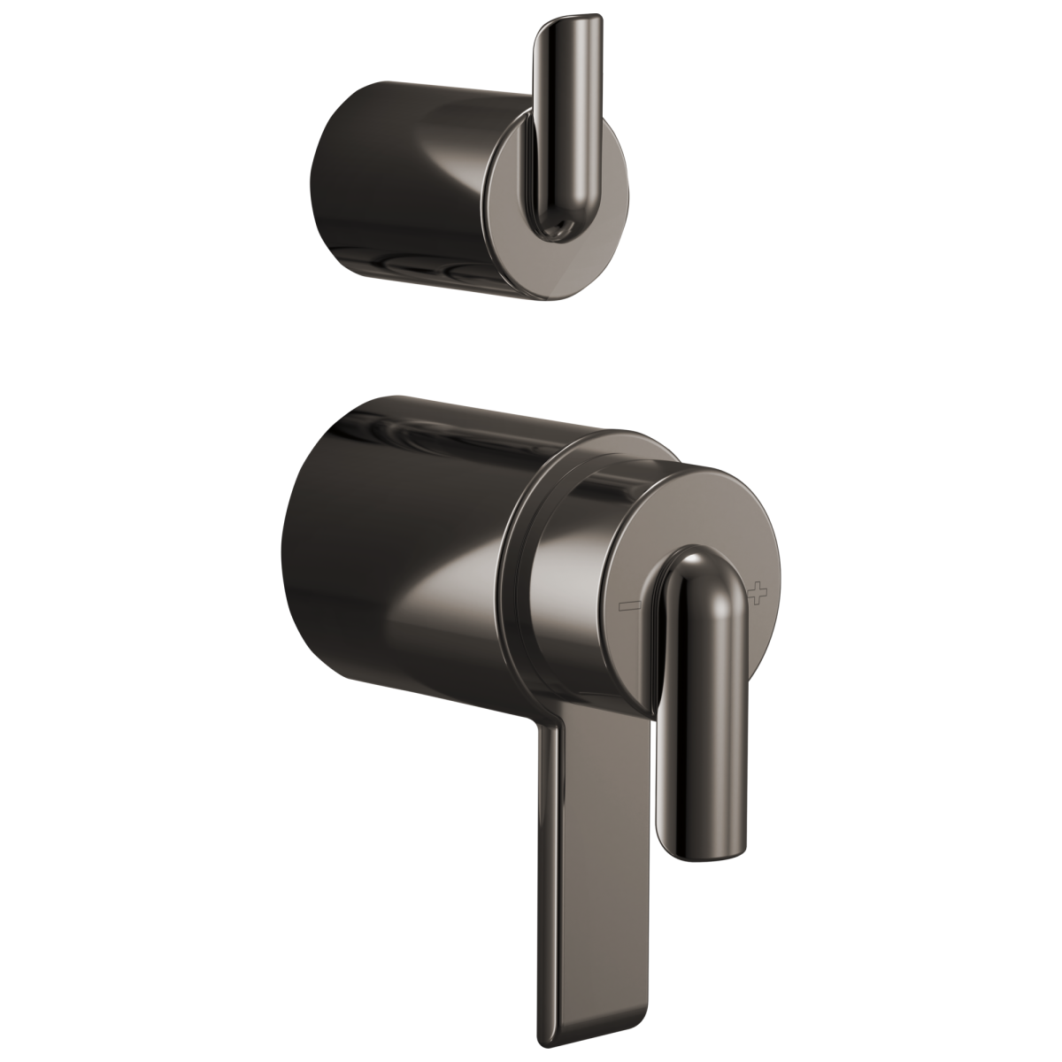 BRIZO Roccesco TempAssure Thermostatic Valve With Integrated Diverter Bent Lever Handle Kit — Brilliance Black Onyx