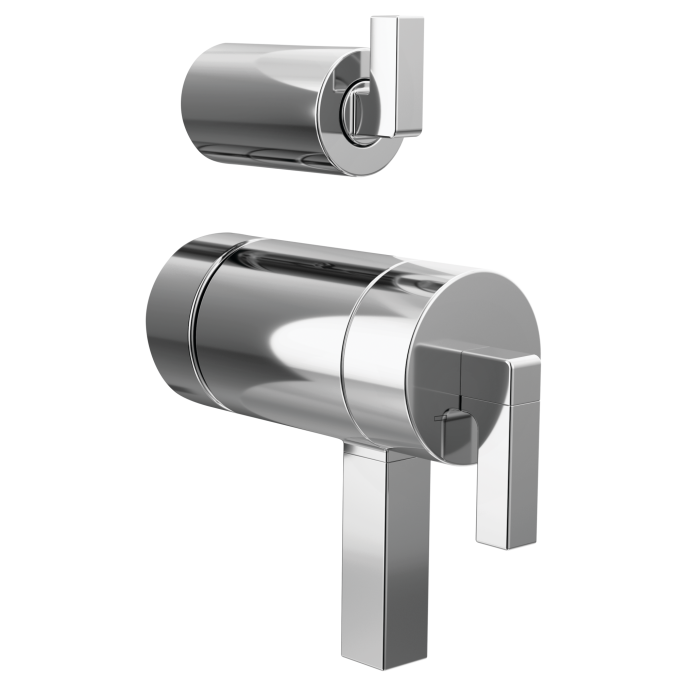 BRIZO Frank Lloyd Wright TempAssure Thermostatic Valve with Integrated Diverter Trim Lever Handle Kit — Chrome