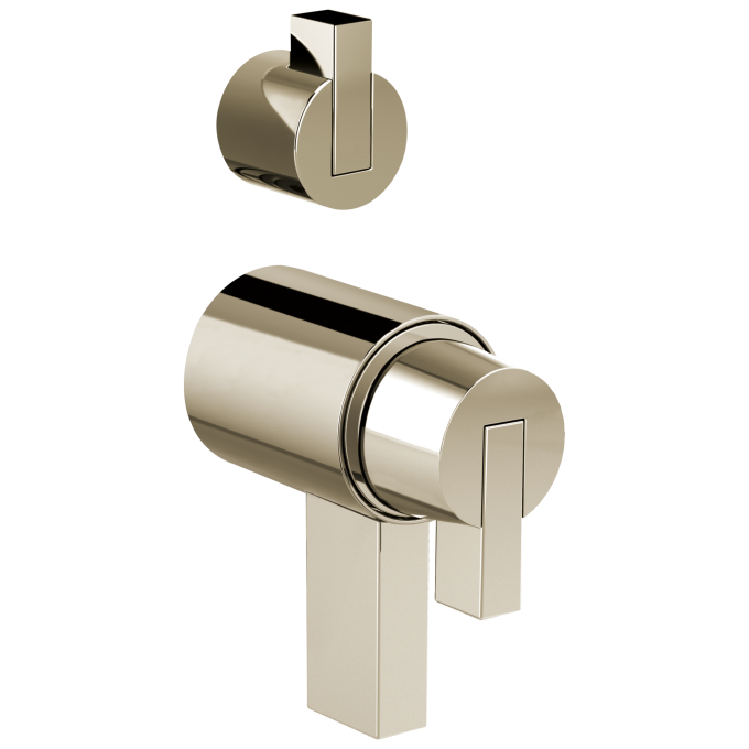 BRIZO Litze TempAssure Thermostatic Valve With Integrated Diverter Lever Handle Kit — Polished Nickel
