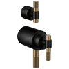 BRIZO Litze Tempassure Thermostatic Valve With Diverter Trim Handle Kit - T-Lever — Matte Black/Luxe Gold