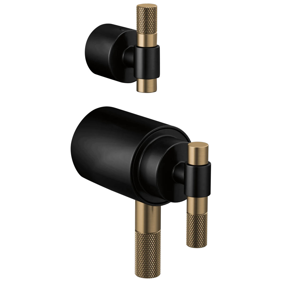 BRIZO Litze Tempassure Thermostatic Valve With Diverter Trim Handle Kit - T-Lever — Matte Black/Luxe Gold