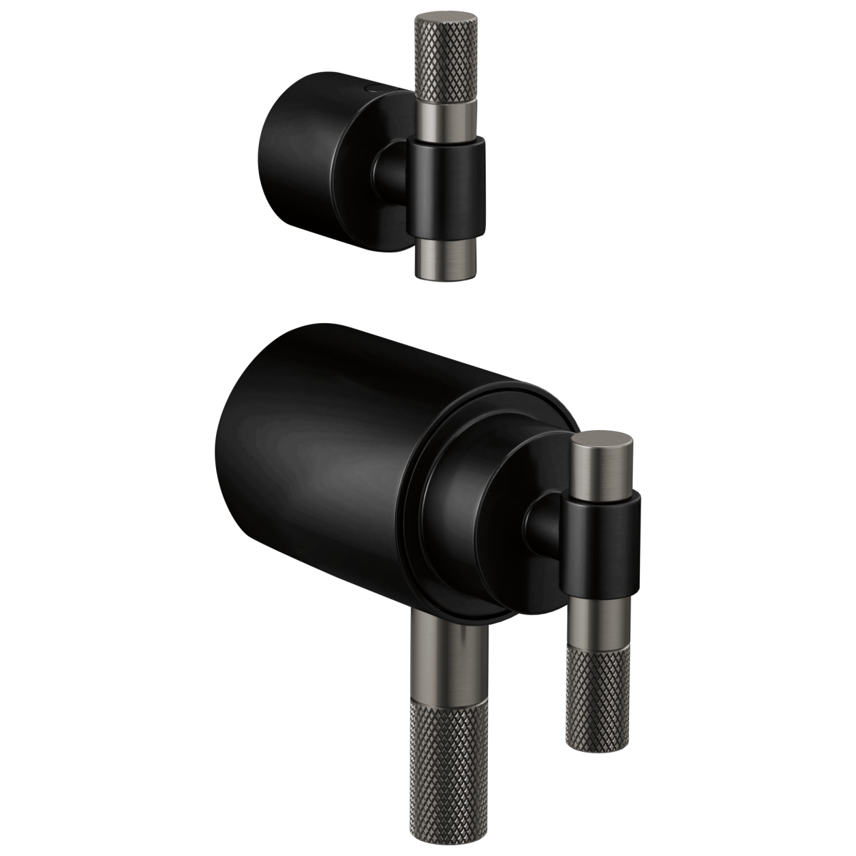 BRIZO Litze Tempassure Thermostatic Valve With Diverter Trim Handle Kit - T-Lever — MATTE BLACK/LUXE STEEL