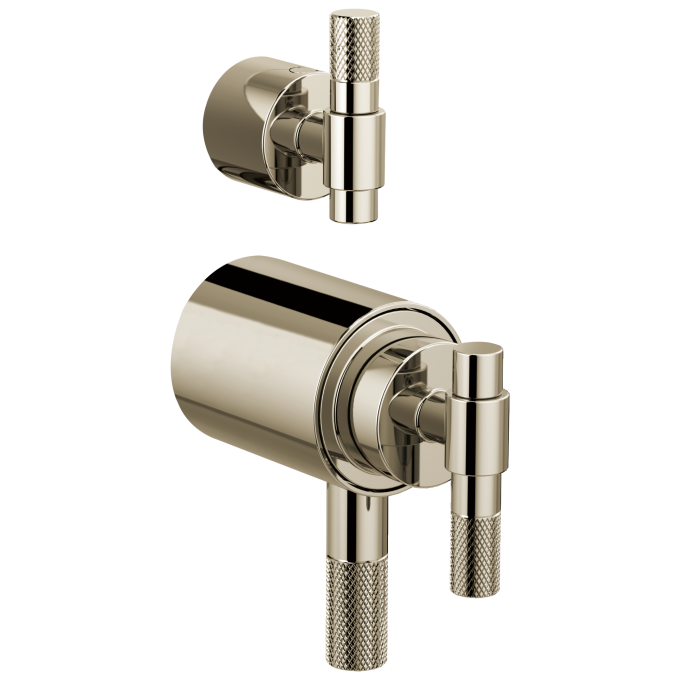 BRIZO Litze TempAssure Thermostatic Valve With Integrated Diverter T-Lever Handle Kit — Polished Nickel