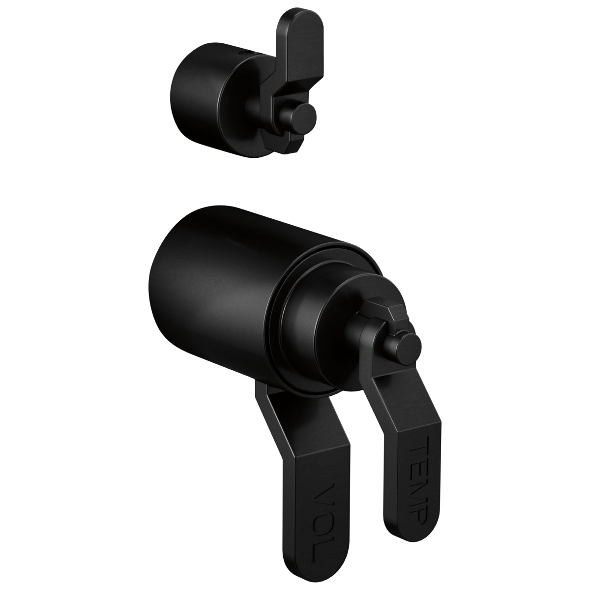 BRIZO Litze Tempassure Thermostatic Valve With Diverter Trim Handle Kit - Industrial Lever — Matte Black