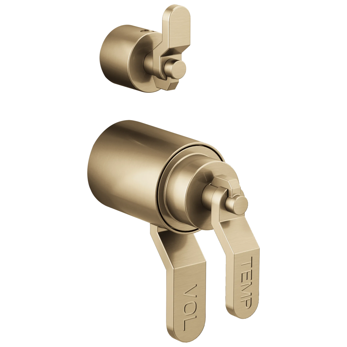 BRIZO Litze TempAssure Thermostatic Valve With Integrated Diverter Industrial Lever Handle Kit — Luxe Gold