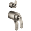 BRIZO Litze TempAssure Thermostatic Valve With Integrated Diverter Industrial Lever Handle Kit — Luxe Nickel