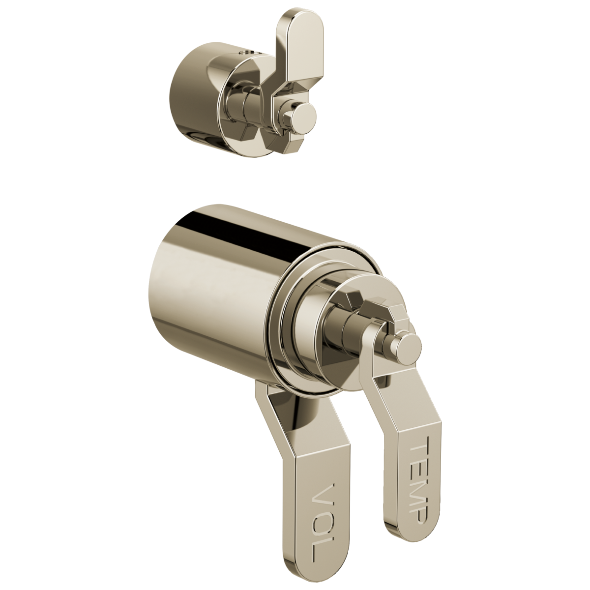 BRIZO Litze TempAssure Thermostatic Valve With Integrated Diverter Industrial Lever Handle Kit — Polished Nickel