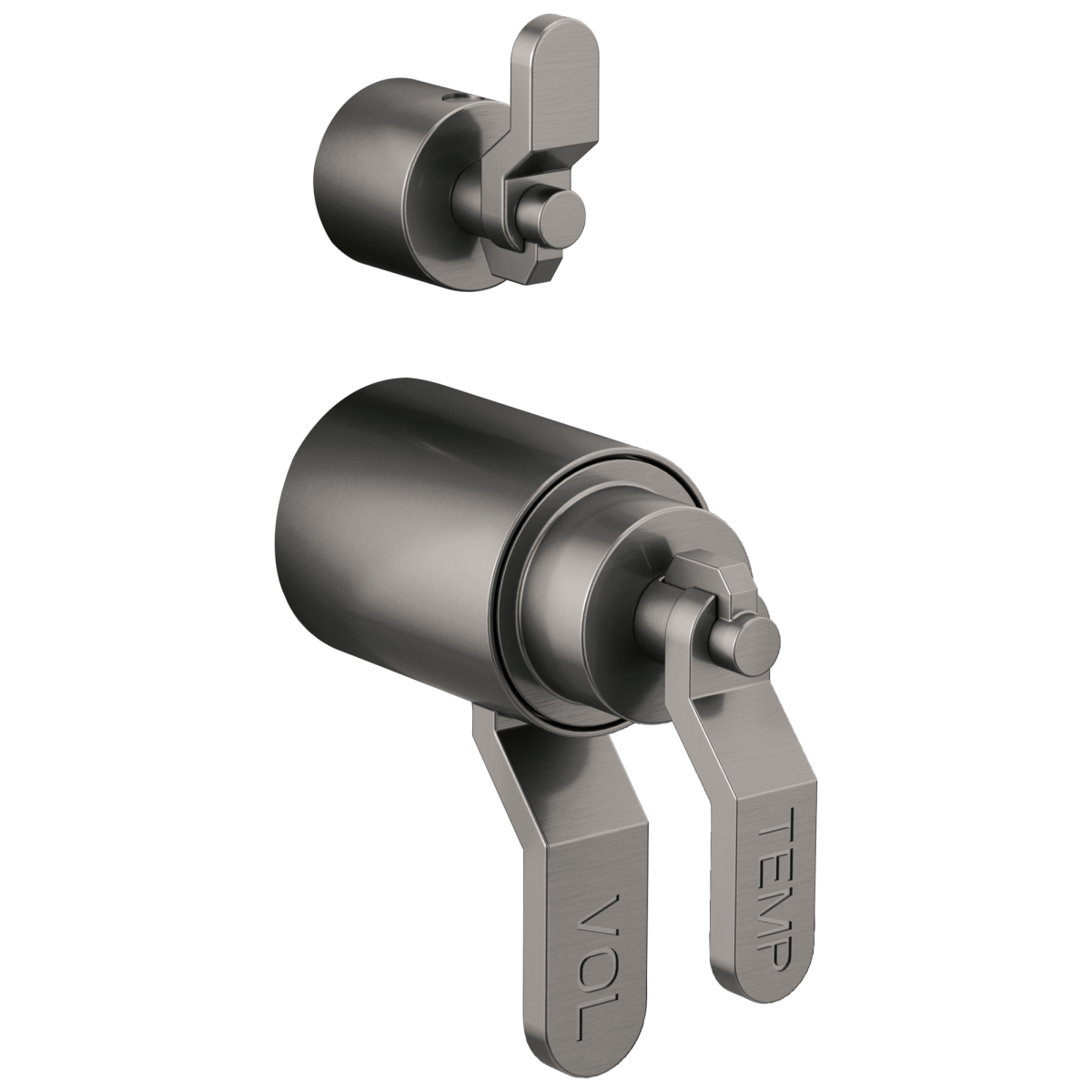 BRIZO Litze TempAssure Thermostatic Valve With Integrated Diverter Industrial Lever Handle Kit — Luxe Steel