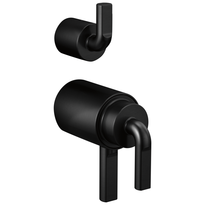 BRIZO Litze Tempassure Thermostatic Valve With Diverter Trim Handle Kit - Notch Lever — Matte Black