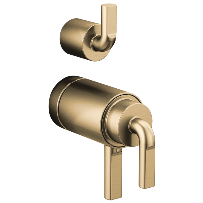 BRIZO Litze TempAssure Thermostatic Valve with Integrated Diverter Notch Lever Handle Kit — Luxe Gold