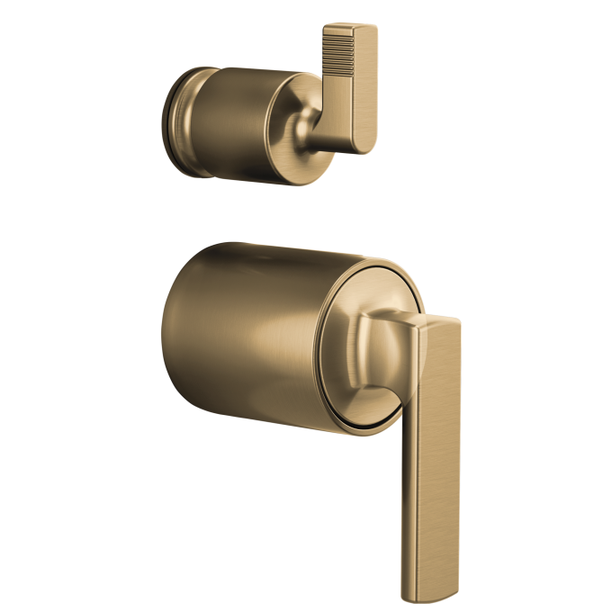 BRIZO Kintsu Pressure Balance Valve with Integrated Diverter Trim Lever Handle Kit — Luxe Gold