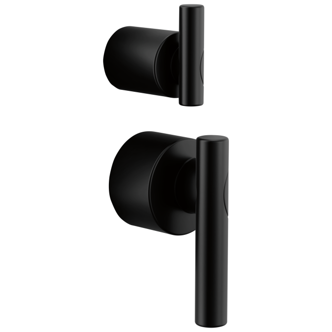 BRIZO Roccesco Pressure Balance Valve with Integrated Diverter Trim Lever Handle Kit — Matte Black