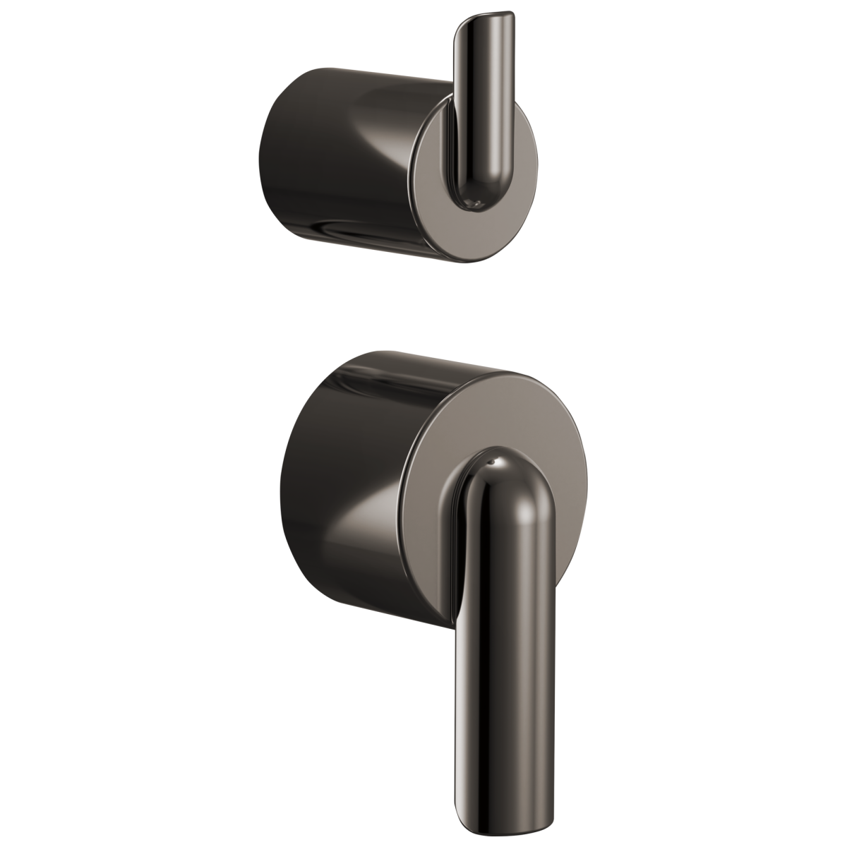 BRIZO Roccesco Pressure Balance Valve with Integrated Diverter Trim Bent Lever Handle Kit — Brilliance Black Onyx