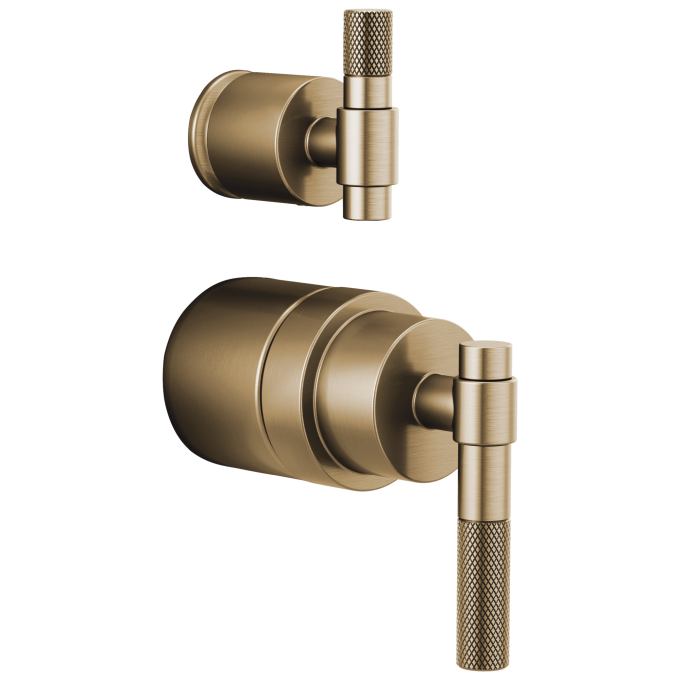 BRIZO Litze Pressure Balance Valve with Integrated Diverter Trim T-Lever Handle Kit — Luxe Gold