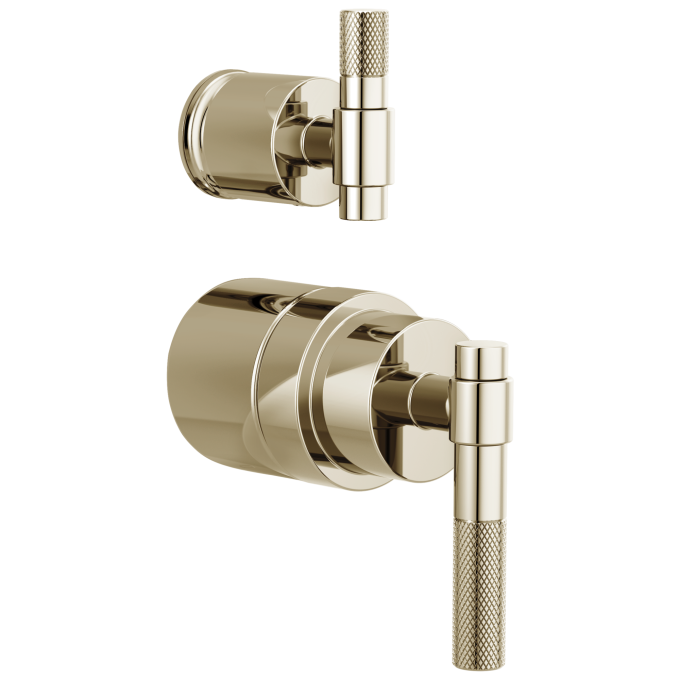 BRIZO Litze Pressure Balance Valve with Integrated Diverter Trim T-Lever Handle Kit — Polished Nickel