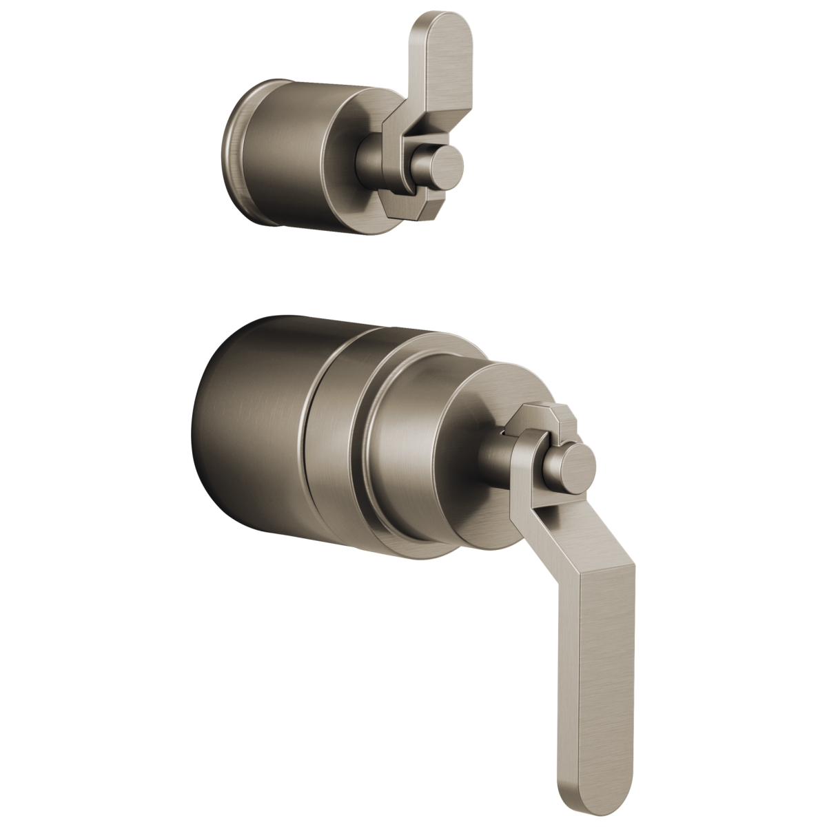 BRIZO Litze Pressure Balance Valve with Integrated Diverter Trim Industrial Lever Handle Kit — Luxe Nickel