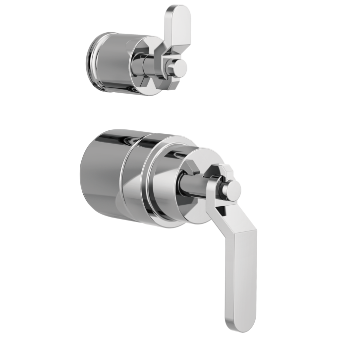 BRIZO Litze Pressure Balance Valve with Integrated Diverter Trim Industrial Lever Handle Kit — Chrome