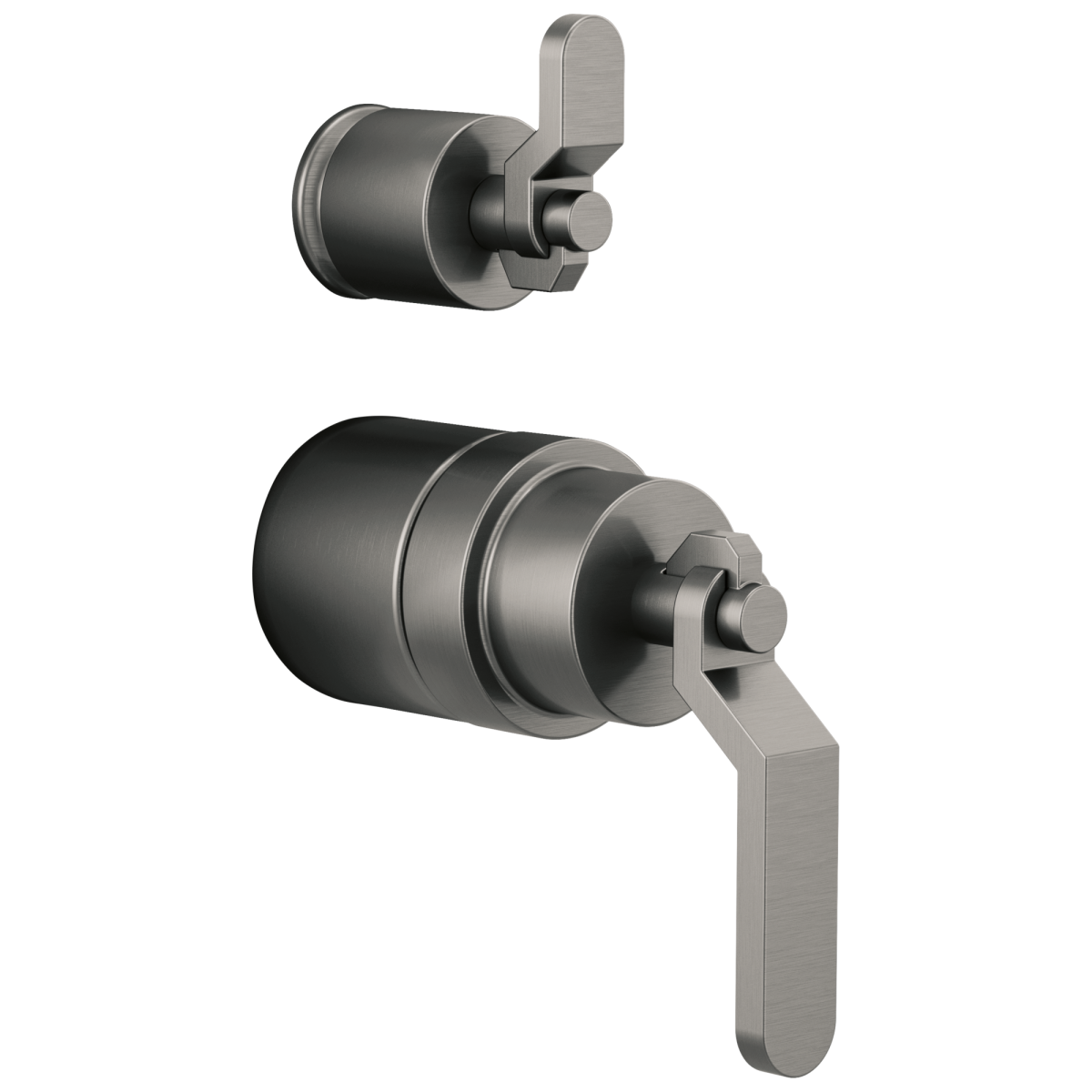BRIZO Litze Pressure Balance Valve with Integrated Diverter Trim Industrial Lever Handle Kit — Luxe Steel