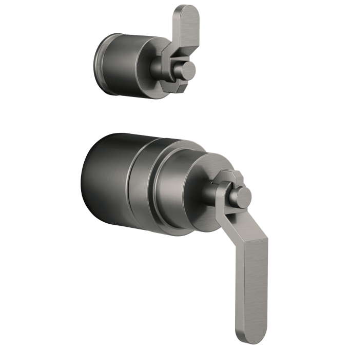 BRIZO Litze Pressure Balance Valve with Integrated Diverter Trim Industrial Lever Handle Kit — Luxe Steel