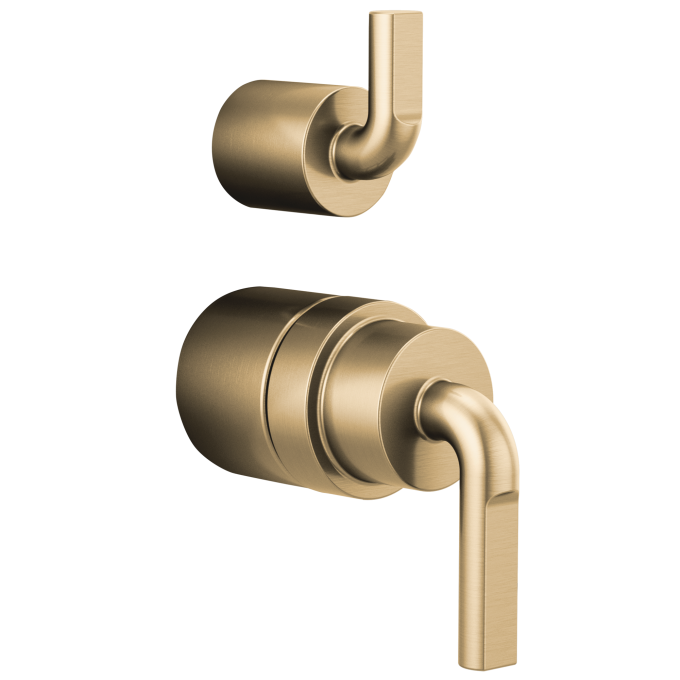 BRIZO Litze Pressure Balance Valve with Integrated Diverter Trim Notch Lever Handle Kit — Luxe Gold