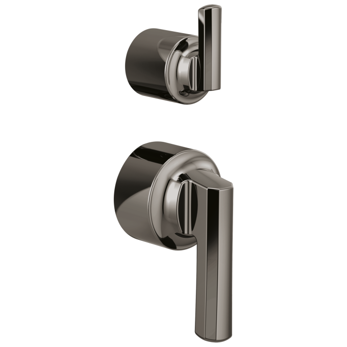 BRIZO Levoir Pressure Balance Valve with Integrated Diverter Trim Lever Handle Kit — Brilliance Black Onyx