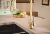 BRIZO Frank Lloyd Wright Pull-Down Kitchen Faucet Offset Concrete Lever Handle Kit​ — Luxe Gold / Concrete
