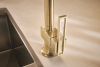 BRIZO Frank Lloyd Wright Pull-Down Kitchen Faucet Lever with Glass Inlay Handle Kit​ — Luxe Gold / Clear Acrylic